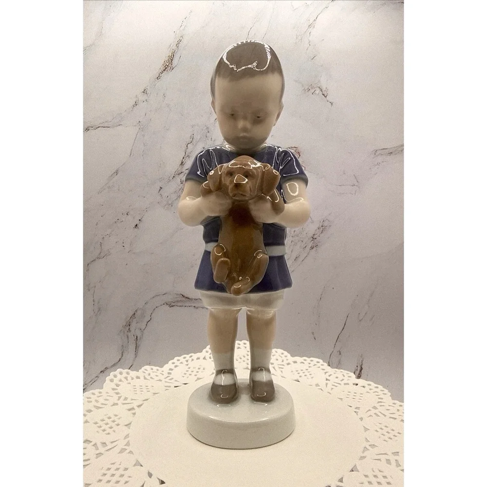 Bing & Grondahl B&G Boy‎ With Puppy 1747 Copenhagen Ingeborg Plockross-Irminger